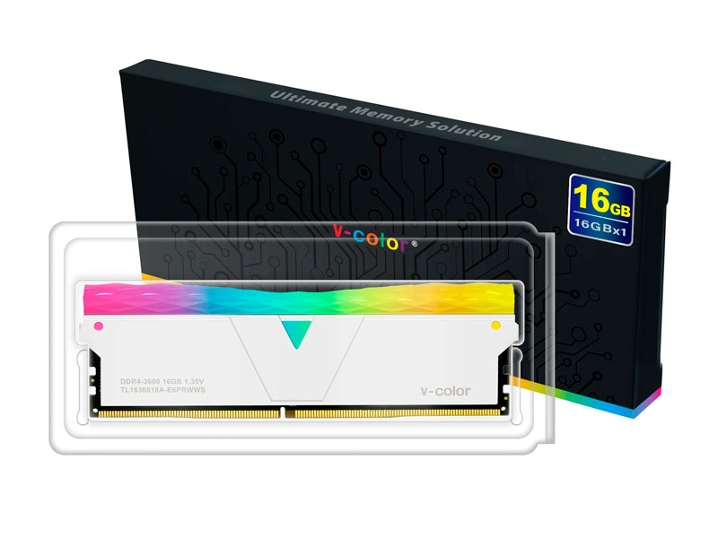 MEMORIA V-COLOR 16GB PRISM PRO 3200MHZ RGB GLACIER  DDR4 WHITE E6PRWWS