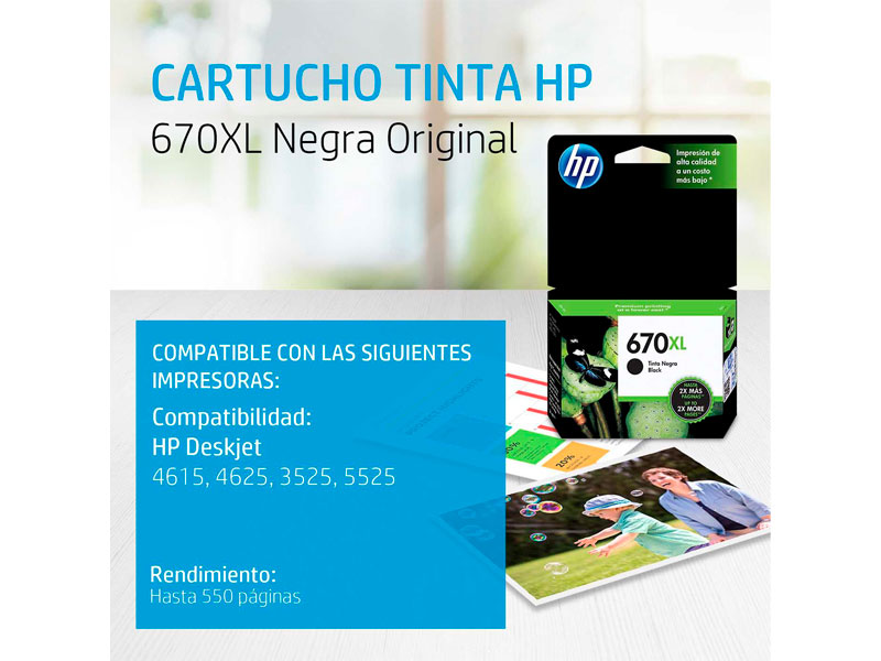 TINTA HP CZ117AL P/3525/4615/4625/5525 BLACK (670XL)