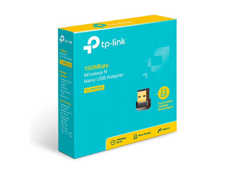 ADAPTADOR TP-LINK TL-WN725N NANO USB INALAMBRICO N DE 150BPS