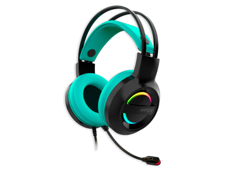 AUDIFONO C/ MICROFONO ANTRYX IRIS-K TURQUOISE 7.1 VIRTUAL, USB (AGH-7100KTE)