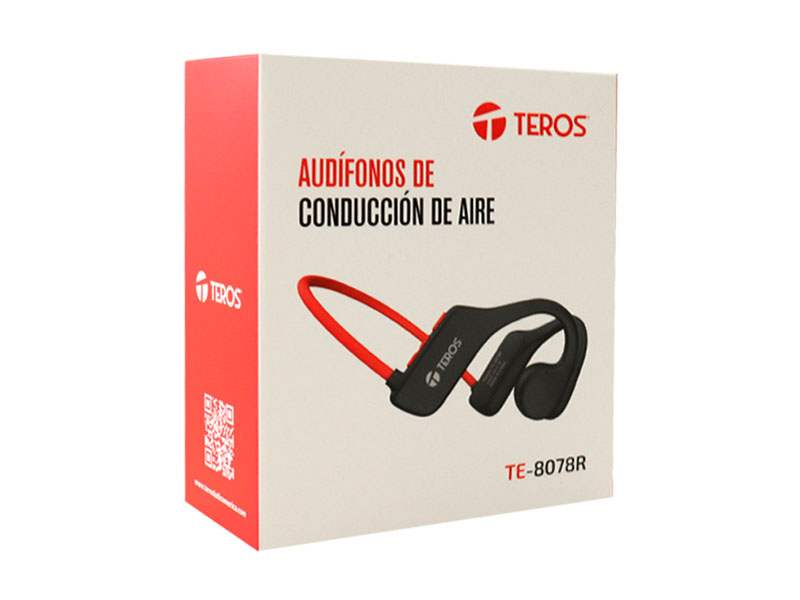 AUDIFONO DE CONDUCCION DE AIRE TEROS TE-8078R ROJO/ GRIS WIRELES