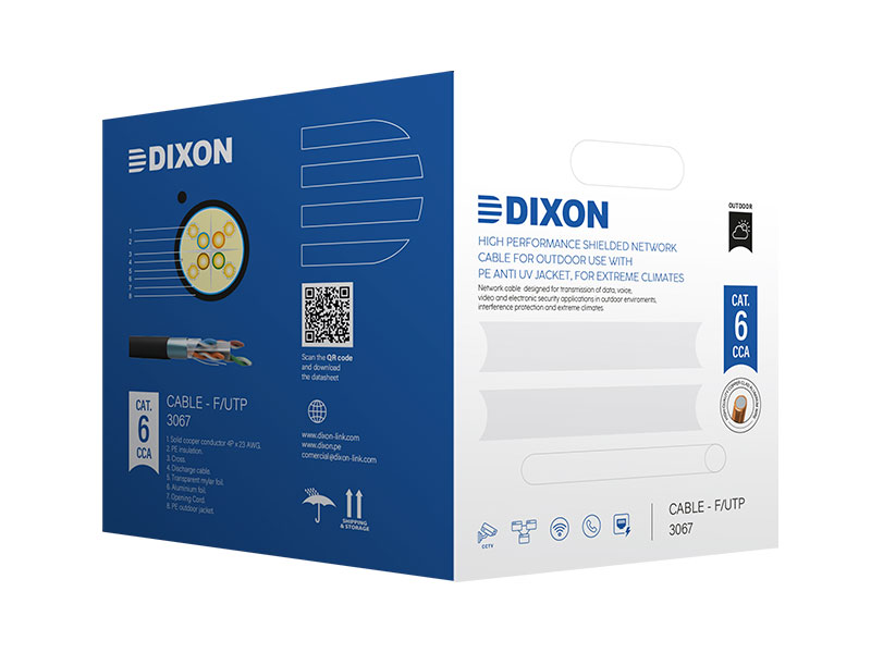 CABLE UTP DIXON  3067 CAT.6 CCA 23AWG 305M EXTERIOR UV