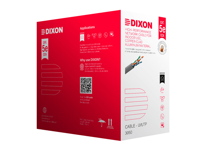 CABLE UTP DIXON CAT.5E 4P X 24AWG 305M/ 3050LSZ24AWG