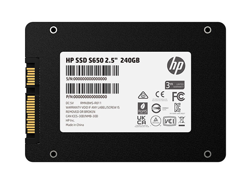 UNIDAD EN ESTADO SOLIDO HP SSD S650 240GB SATA III 6GB/S 345M8AA/ 2.5"