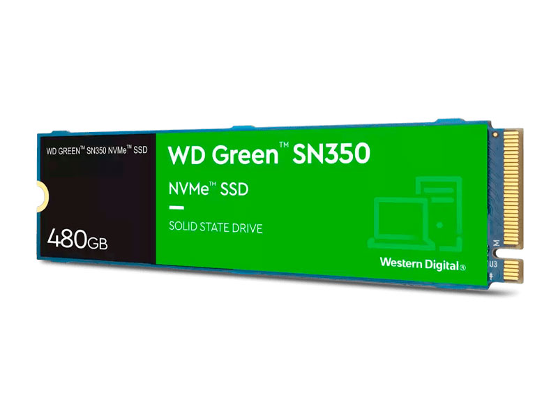 UNIDAD EN ESTADO SOLIDO WESTER DIGITAL 480GB GREEN SN350 M.2 PCIe NVME 2400MB/S WDS480G2G0C