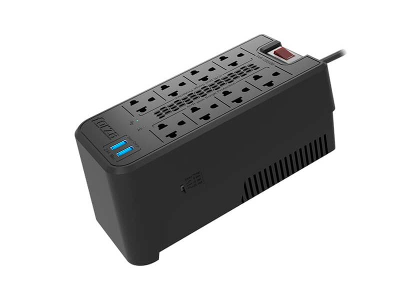 ESTABILIZADOR FORZA 8 TOMAS FVR-1222 USB-2 1200VA 8-TOMAS