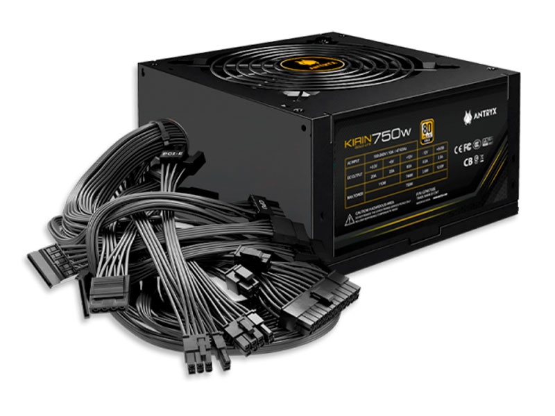 FUENTE DE PODER ANTRYX 750W  KIRIN 80PLUS GOLD LITE (GPW750S) No modular