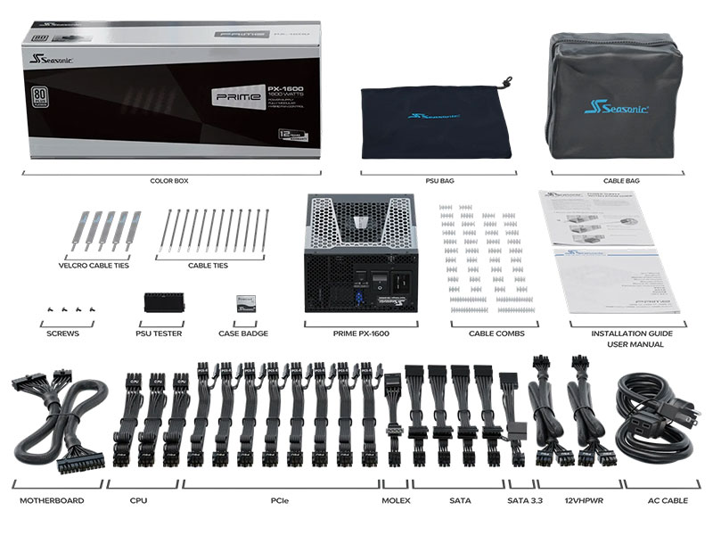 FUENTE DE PODER SEASONIC PRIME PX-1600W 80PLUS PLATINUM FULL MODULAR SSR-1600PD2