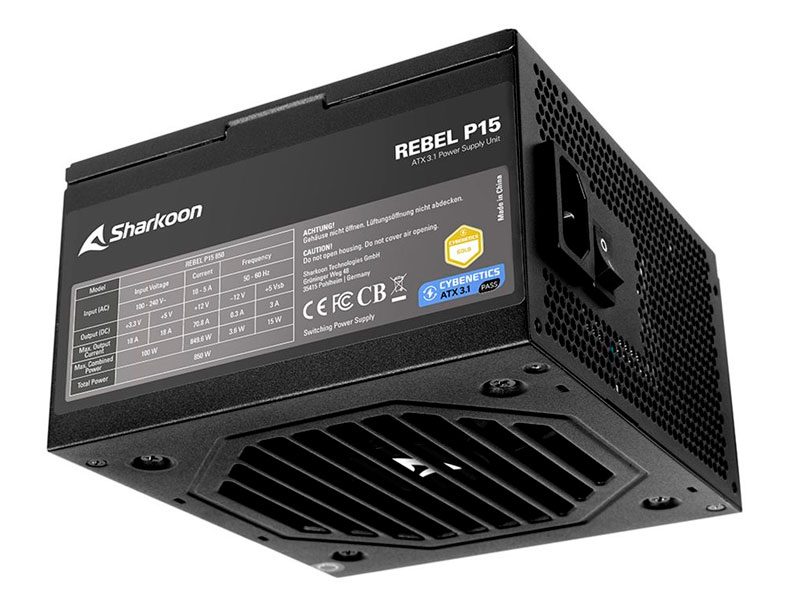 FUENTE DE PODER SHARKOON REBEL P15 850W ATX 3.1 80 PLUS GOLD 