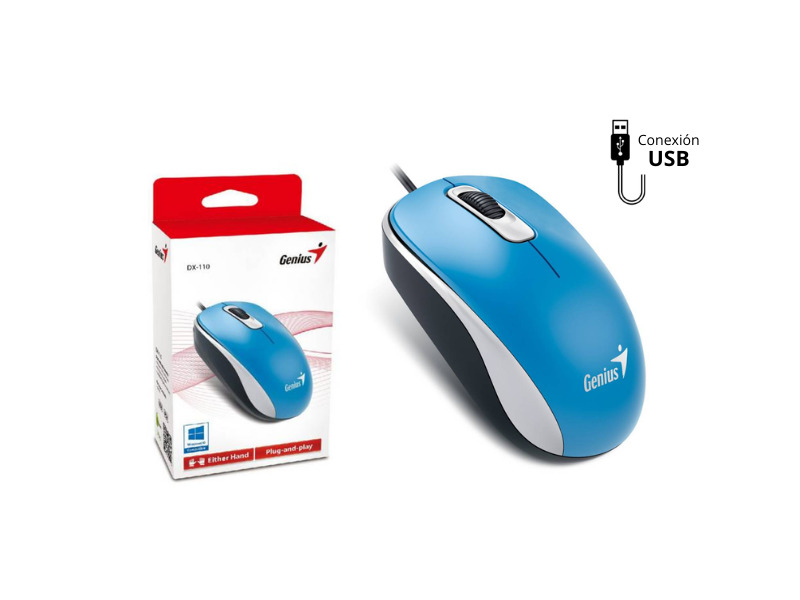 MOUSE GENIUS DX-110 OPTICO USB AZUL