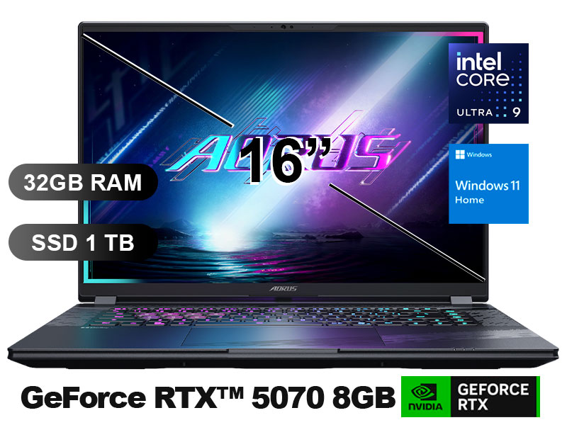 LAPTOP GIGABYTE AORUS ELITE 16 BWHC3USC64SH U-9 275HX/ 32GB/ SSD1TB/ RTX5070 8GB/ 16/ W11