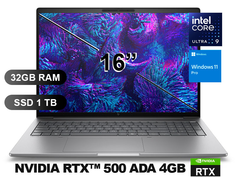 LAPTOP HP ZBOOK 8 G1I U9-285H/ 32GB/ SSD1TB/ RTX500-4GB/ W11P/ 16/ BN4D4LT