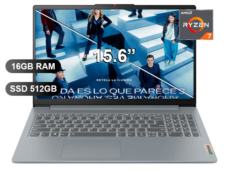 LAPTOP LENOVO IDEAPAD SLIM 3 15ABR8 - RYZEN 7 5825U/ 16GB/ SSD512GB/ 82XM00S6LM