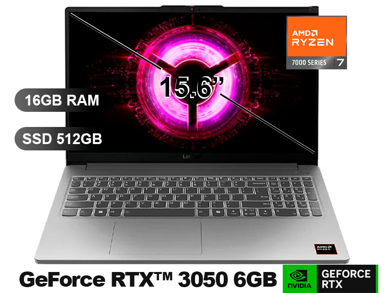 LAPTOP LENOVO LOQ 15ARP10E Ryzen7-7735HS/ 16GB/ SSD512GB/ RTX3050-6GB/ 15.6/ 83S0004HLM