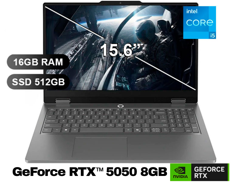 LAPTOP LENOVO LOQ 15IRX11 I5-13450HX 16GB/ SSD512GB/ 15.6/ GeForce RTX 5050 8GB/ 83SC0055LM