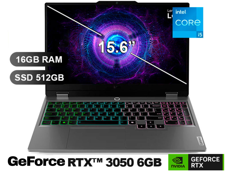 LAPTOP LENOVO LOQ 15IRX9 I5-12450HX 16GB/ SS512GB/ GeForce RTX 3050/ FREE/ 15.6