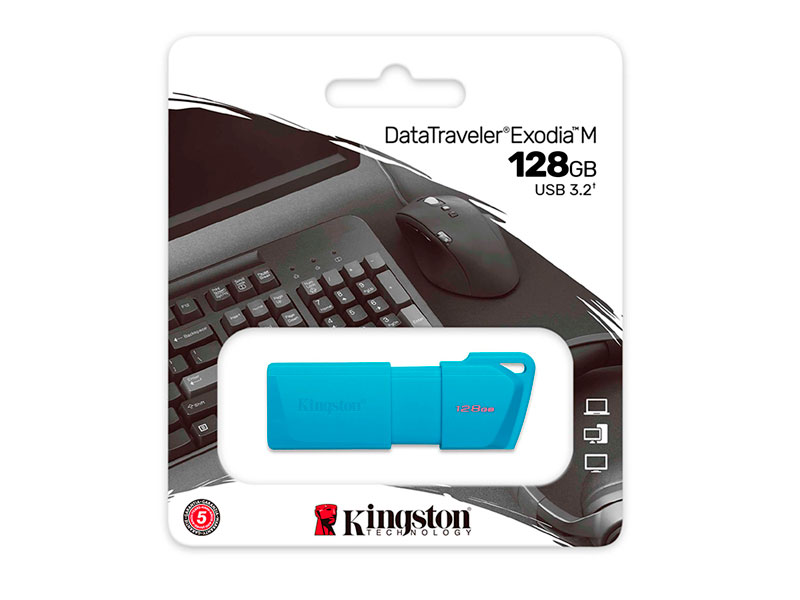 MEMORIA KINGSTON DT EXODIA M USB 128GB KC-U2L128-7LB AQUA BLUE NEON