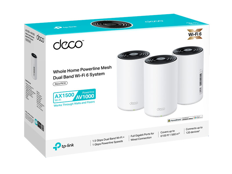 MESH TP-LINK DECO PX10-3 POWERLINE  AX1500+/ AV1000 WIFI 6 3-PACK