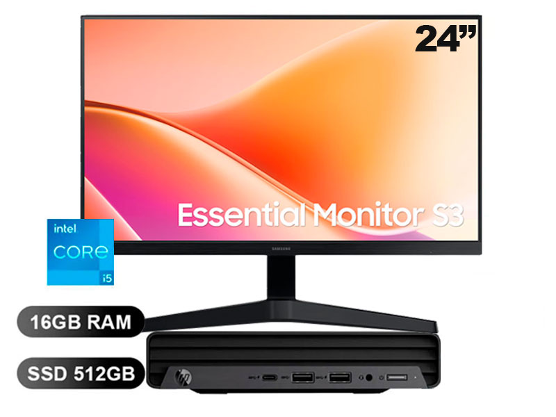 COMBO MINI PC HP PRO 260 G9 I5-1334U, 16GB, 512GB + MONITOR SAMSUNG 24 LS24F330EALXPE 