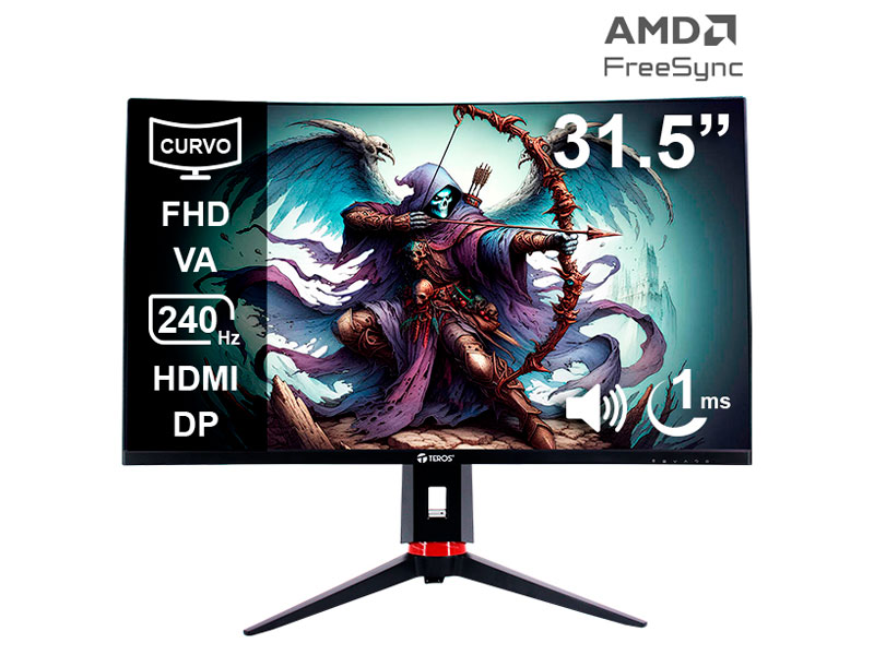 MONITOR TEROS CURVO GAMING TE-3219G/ FHD 240HZ/ 1MS/ HDMI/ DP/ 31.5