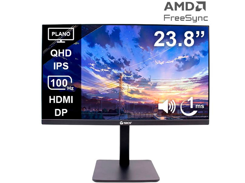 MONITOR TEROS TE-2416CS 23.8 QHD IPS/ 100HZ/ 1MS/ HDMI/ DP/ CAM/ MIC