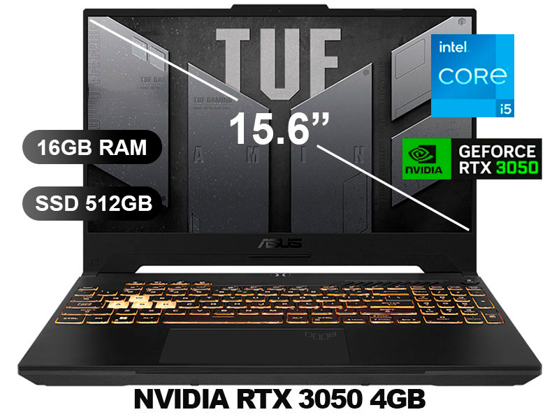 LAPTOP ASUS TUF GAMING FX507ZC4-HN087  I5-12500H/ 16GB/ SSD512/ VD4GB/ 15.6/ FREE