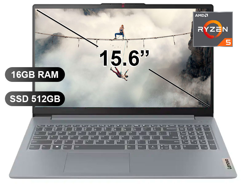 LAPTOP LENOVO IDEAPAD SLIM 3 RYZEN5-7520U/ 16GB/ SSD512GB/ 15.6/ FREE/ 82XQ00N6LM
