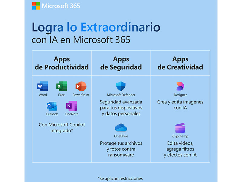OFFICE MICROSOFT 365 PERSONAL 1 Usuario - 5 Dispositivos, 12 MESES, VIRTUAL (EP2-32316) + IA Copilot