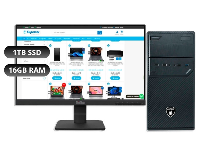 PC ARMADA OFICINA CORE I5-12400 16GB/SSD1TB +MONITOR LENOVO 21.5