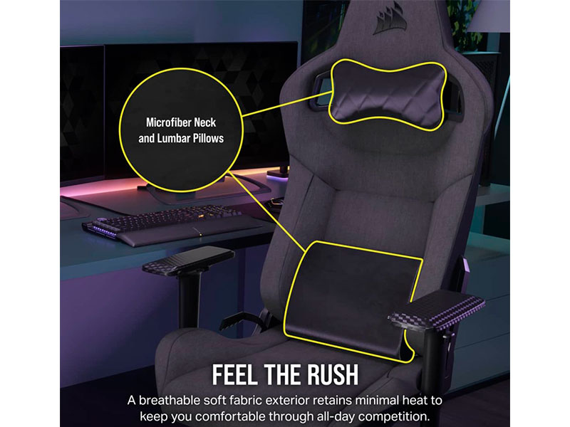 SILLA CORSAIR GAMING T3 RUSH TELA CARBON CF-9010057-WW