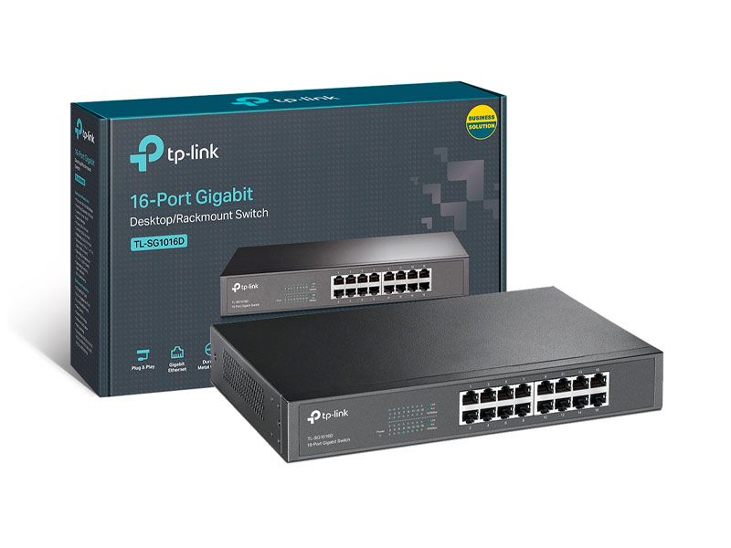 SWITCH TP-LINK 16PORT 10/100/1000 GIBABIT TL-SG1016D METALICO RACKMOUNT