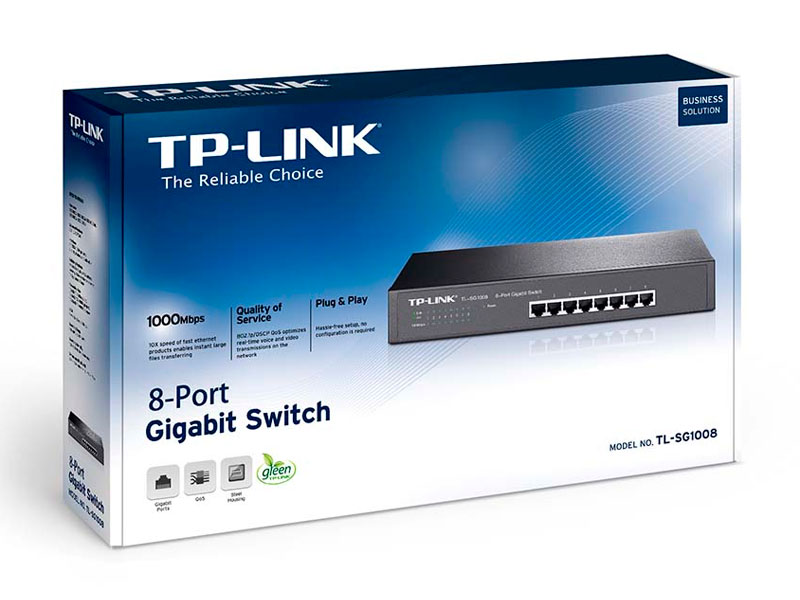 SWITCH TP-LINK 8PORT 10/100/1000 GIBABIT TL-SG1008 RACKEABLE