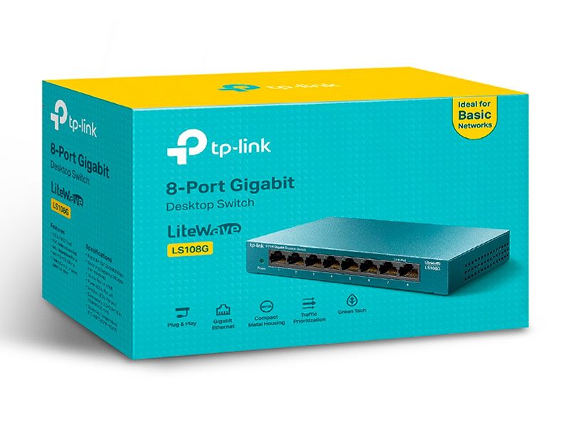 SWITCH TP-LINK 8PORT 10/100/1000 Mbps TL-LS108G ACERO