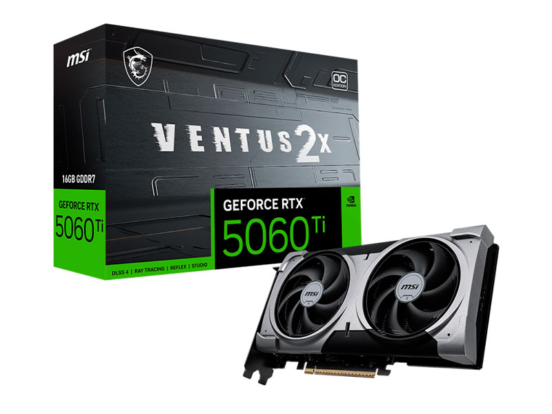 TARJETA DE VIDEO MSI GeForce RTX5060TI 16GB VENTUS 2X OC PLUS GDDR7