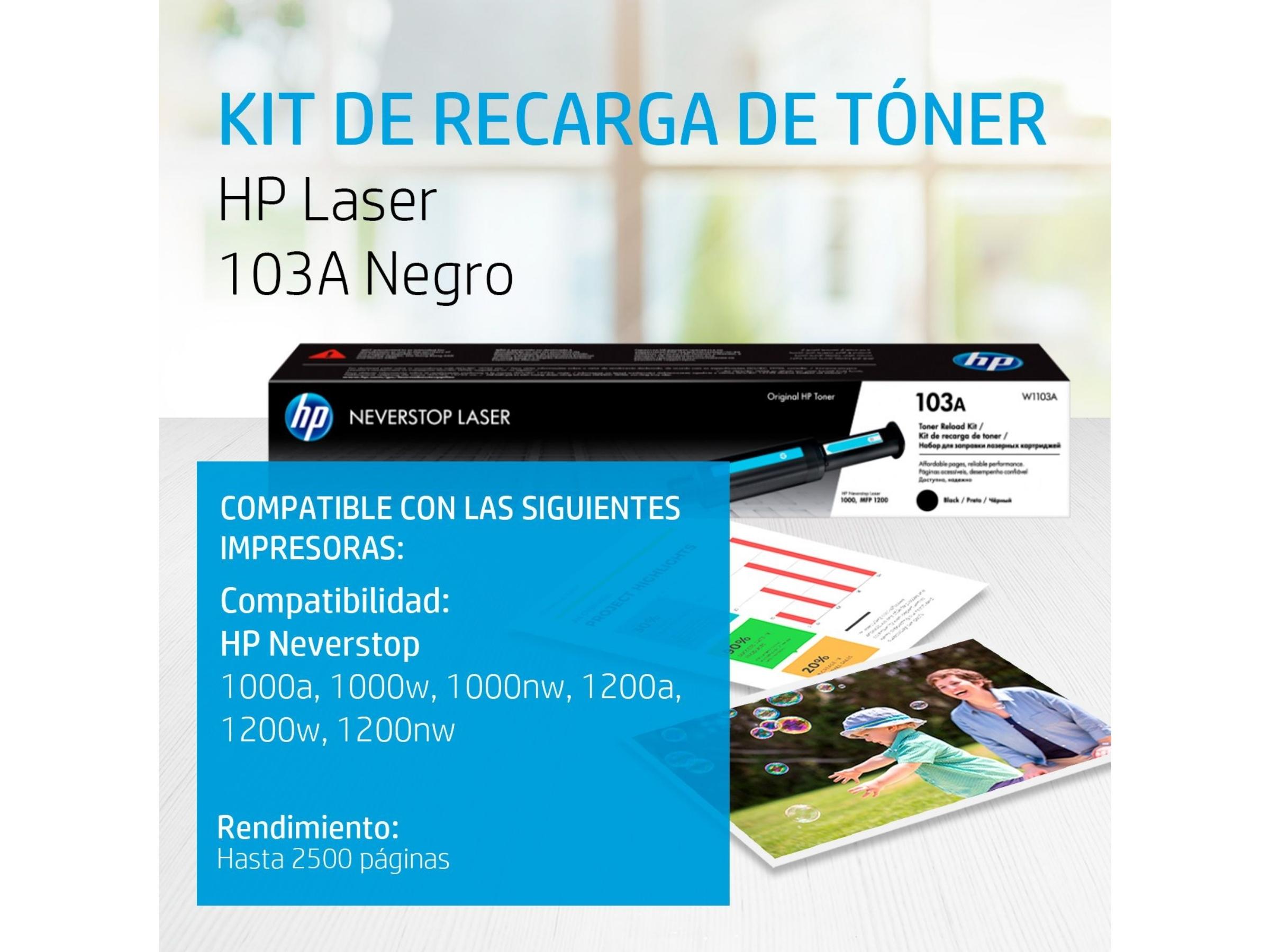 TONER HP 103A NEGRO (W1103A) LASER NEVERSTOP 1000/1200 2500 PAG
